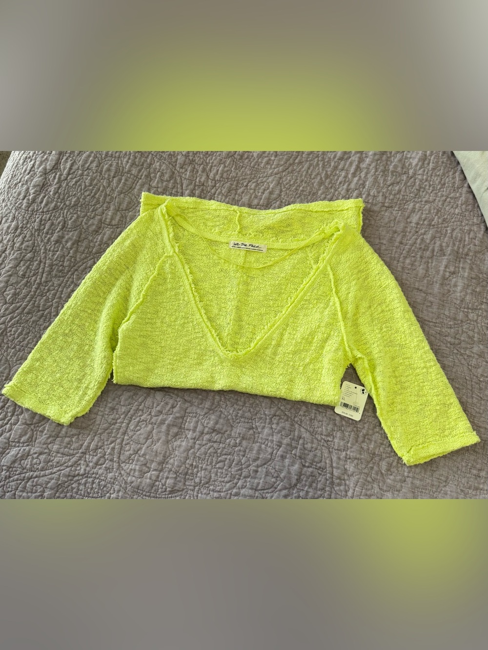 Free People "We The Free” Francis Tee Early Bloomer in Neon Yellow NWT